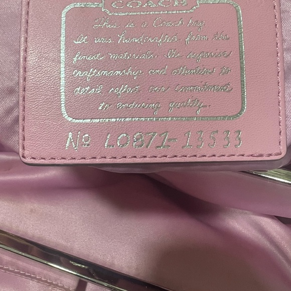 Coach Signature Stripe Pink/Silver Satchel - Picture 5 of 6